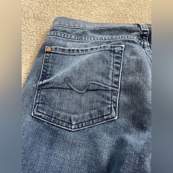 SEVEN FOR ALL MANKIND CROPPED DOJO FLARE LEG CAPRI JEANS sz 29 - Picture 6 of 14